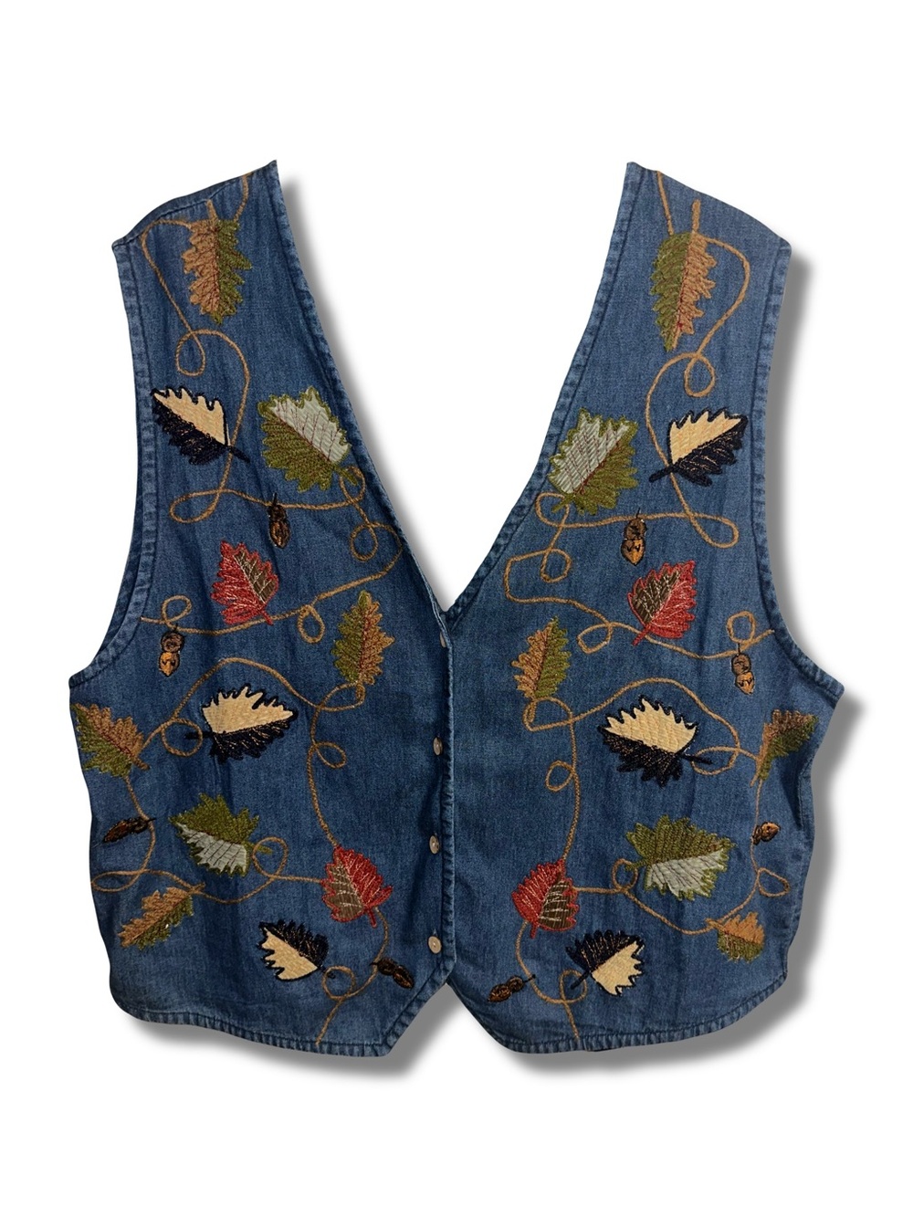 NWT Vtg 90s Embroidered Leaf Vest